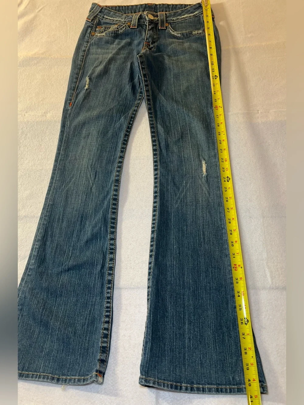 Vintage Women’s True Religion Joey Twisted Distressed Flare Jeans,Indigo Blue,29